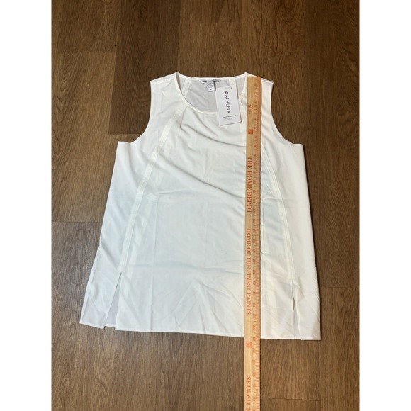 Athleta Zephyr Refined Tank Top White Sleeveless Recycled Blend Side Slit M - Picture 4 of 5